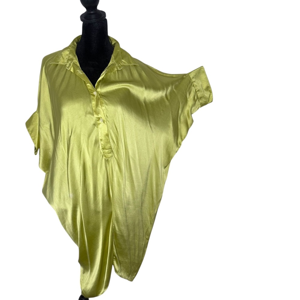 Lola Paredes Lime Green Satin Poncho Dress - Picture 4 of 16